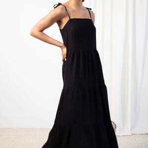 Natalie Busby Go with the Flow Black Texture Stripe Dress Size S